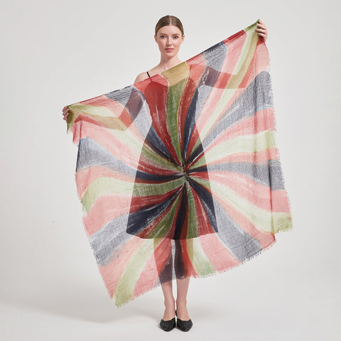 Mable Square Featherlight Cashmere Scarf - Green