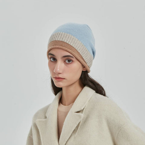 Jasmine Color Block Cashmere Beanie