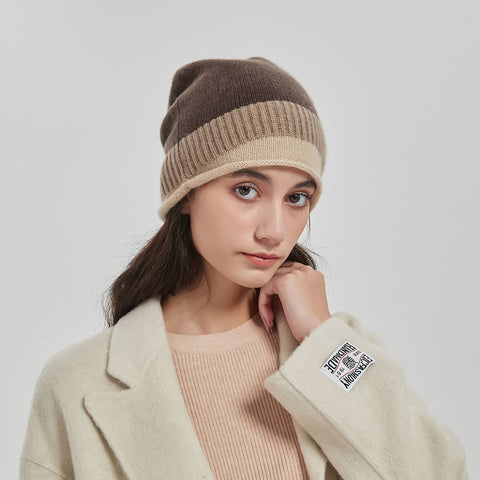 Jasmine Color Block Cashmere Beanie