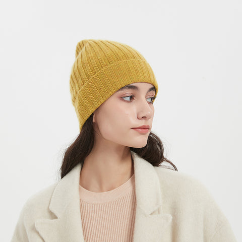 Brinly Pure Cashmere Ribbed Beanie