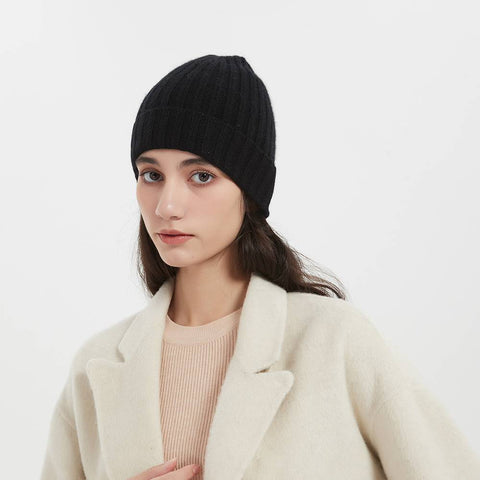 Brinly Pure Cashmere Ribbed Beanie