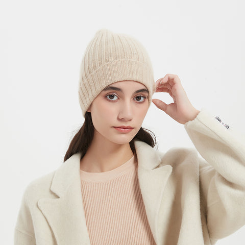 Brinly Pure Cashmere Ribbed Beanie