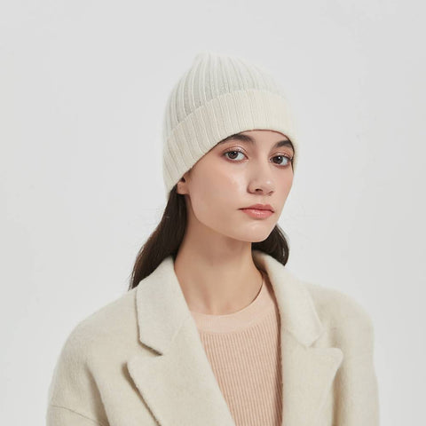 Brinly Pure Cashmere Ribbed Beanie
