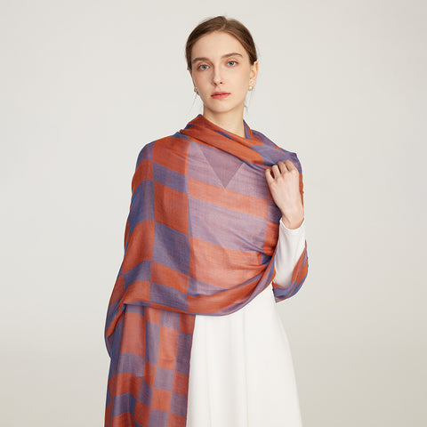 Nami Check Featherlight Cashmere Scarf
