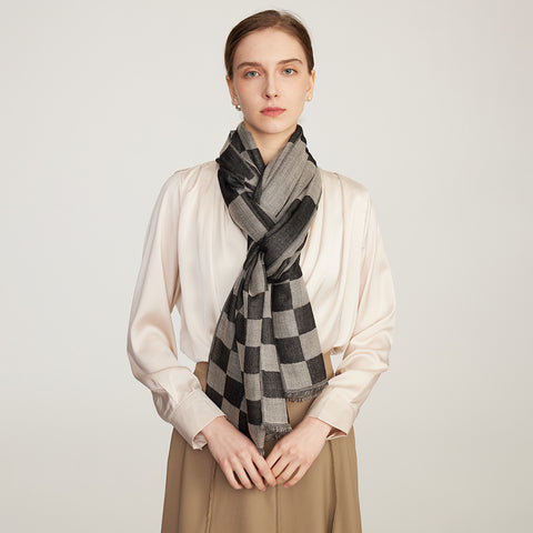 Nami Check Featherlight Cashmere Scarf