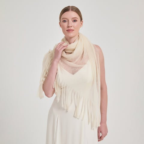 Alpa Featherlight Cashmere Tasseled Scarf
