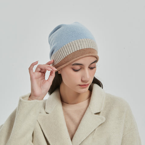 Jasmine Color Block Cashmere Beanie