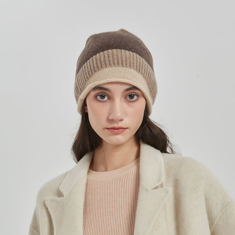 Jasmine Color Block Cashmere Beanie