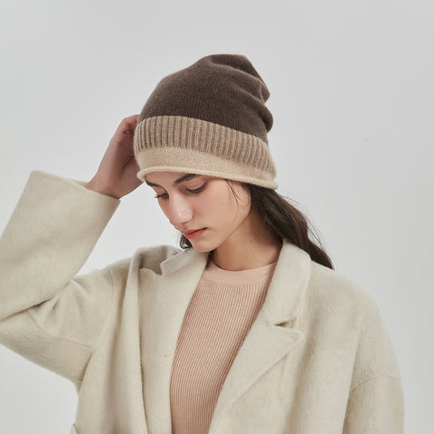 Jasmine Color Block Cashmere Beanie