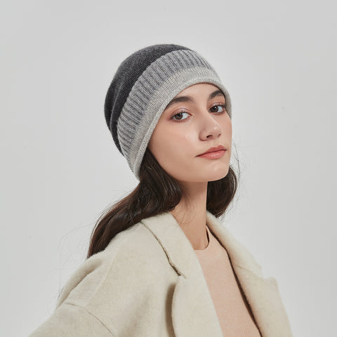 Jasmine Color Block Cashmere Beanie