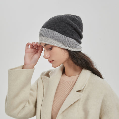 Jasmine Color Block Cashmere Beanie