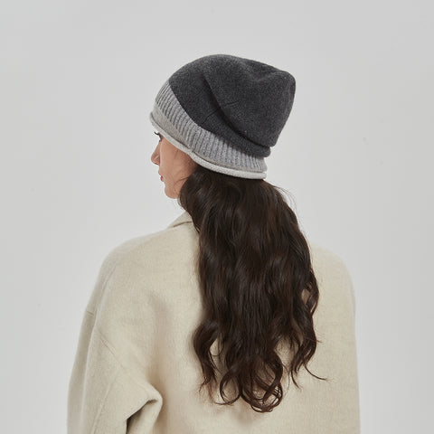 Jasmine Color Block Cashmere Beanie
