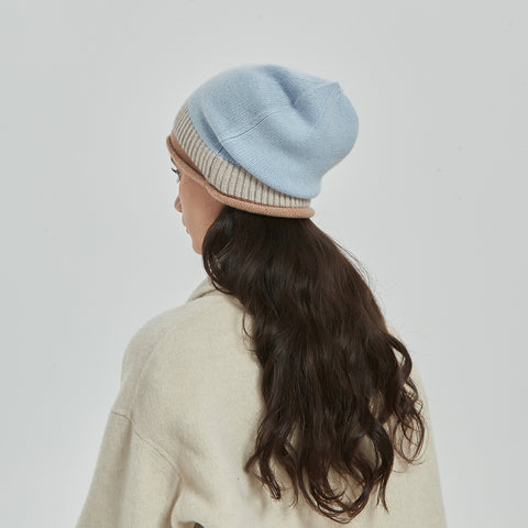 Jasmine Color Block Cashmere Beanie