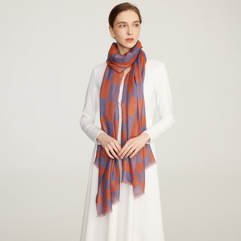 Nami Check Featherlight Cashmere Scarf