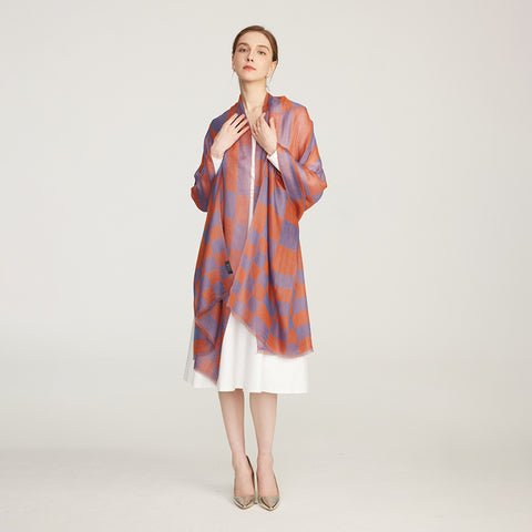 Nami Check Featherlight Cashmere Scarf
