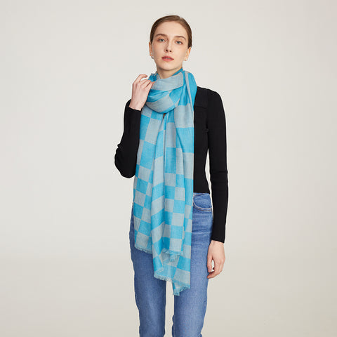 Nami Check Featherlight Cashmere Scarf