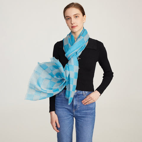 Nami Check Featherlight Cashmere Scarf