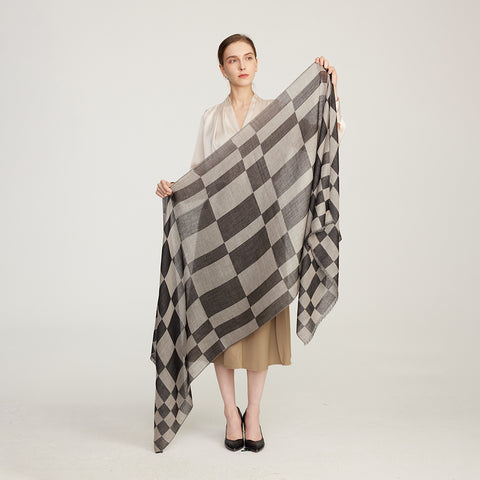 Nami Check Featherlight Cashmere Scarf