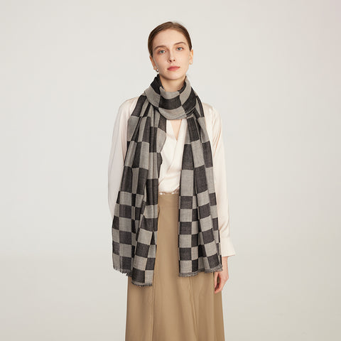 Nami Check Featherlight Cashmere Scarf