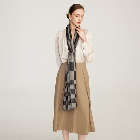 Nami Check Featherlight Cashmere Scarf