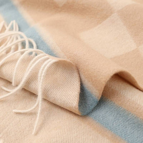 Sali Pure Cashmere Checked Tasseled Scarf