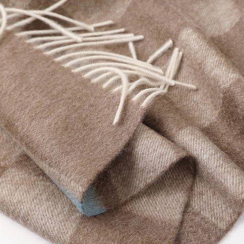 Sali Pure Cashmere Checked Tasseled Scarf