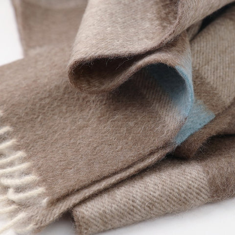 Sali Pure Cashmere Checked Tasseled Scarf