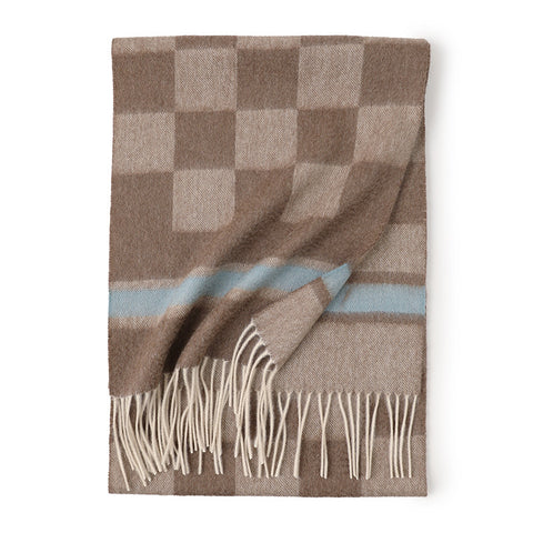 Sali Pure Cashmere Checked Tasseled Scarf