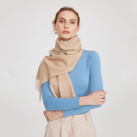 Aala Pure Cashmere Tasseled Scarf