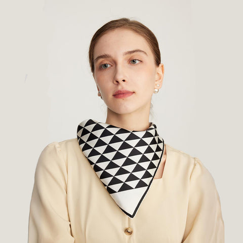 Ariella Triangle Line-Print Square Silk Scarf