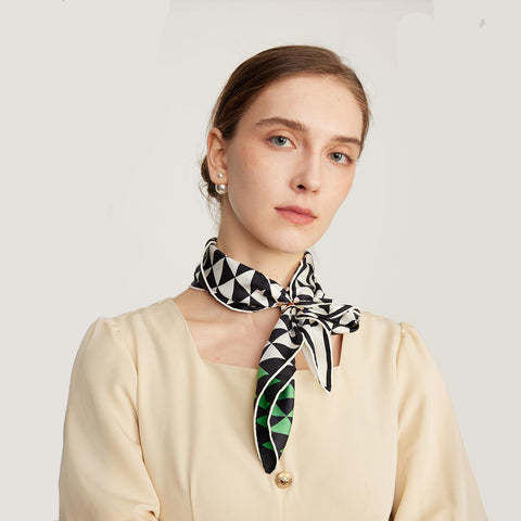 Ariella Triangle Line-Print Square Silk Scarf