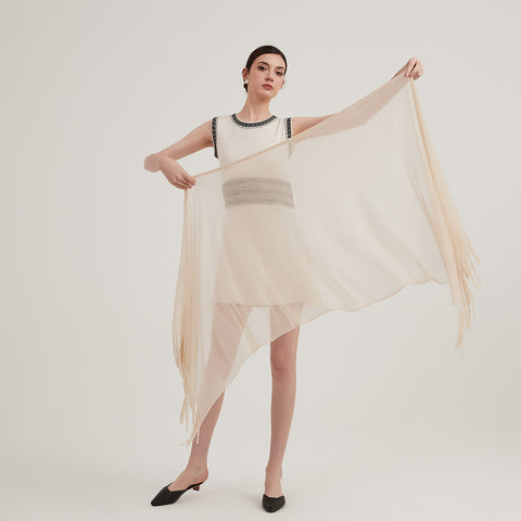 Alpa Featherlight Cashmere Tasseled Scarf