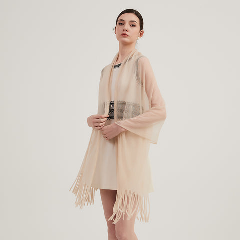 Alpa Featherlight Cashmere Tasseled Scarf