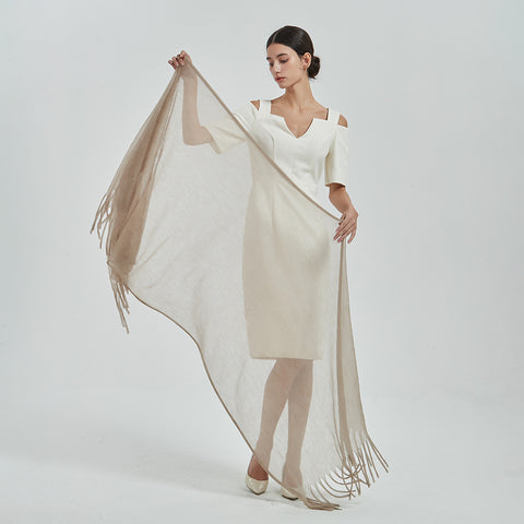 Alpa Featherlight Cashmere Tasseled Scarf