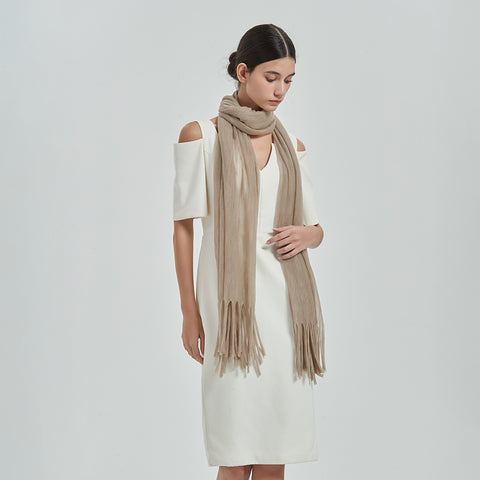 Alpa Featherlight Cashmere Tasseled Scarf