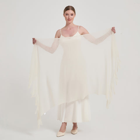 Alpa Featherlight Cashmere Tasseled Scarf