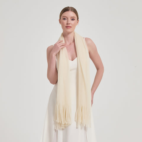 Alpa Featherlight Cashmere Tasseled Scarf