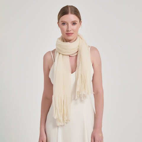 Alpa Featherlight Cashmere Tasseled Scarf