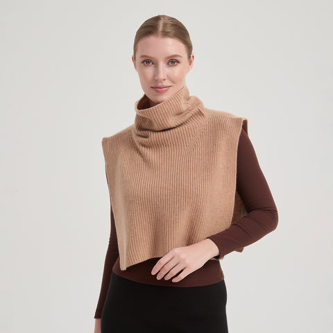 Aria Cashmere Wool Turtleneck Half Poncho