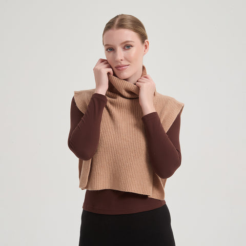 Aria Cashmere Wool Turtleneck Half Poncho