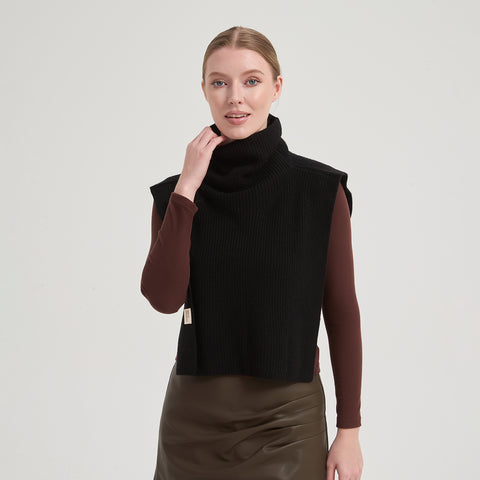 Aria Cashmere Wool Turtleneck Half Poncho