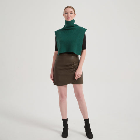 Aria Cashmere Wool Turtleneck Half Poncho