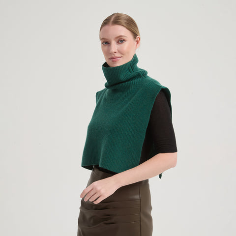 Aria Cashmere Wool Turtleneck Half Poncho