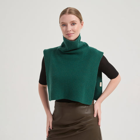 Aria Cashmere Wool Turtleneck Half Poncho
