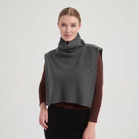 Aria Cashmere Wool Turtleneck Half Poncho