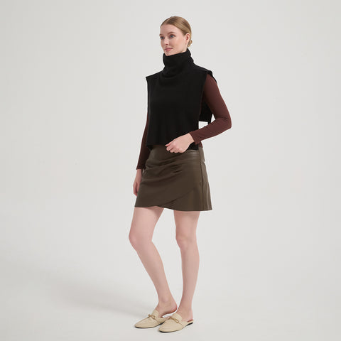 Aria Cashmere Wool Turtleneck Half Poncho