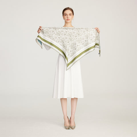 Avni Two-Side Paisley Print Silk Neckerchief Scarf