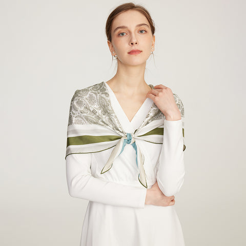 Avni Two-Side Paisley Print Silk Neckerchief Scarf