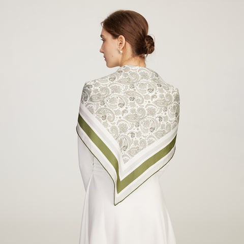 Avni Two-Side Paisley Print Silk Neckerchief Scarf
