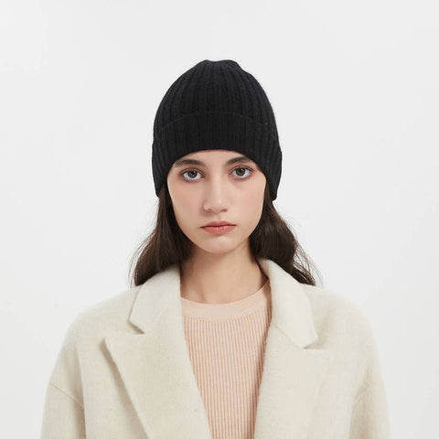 Brinly Pure Cashmere Ribbed Beanie